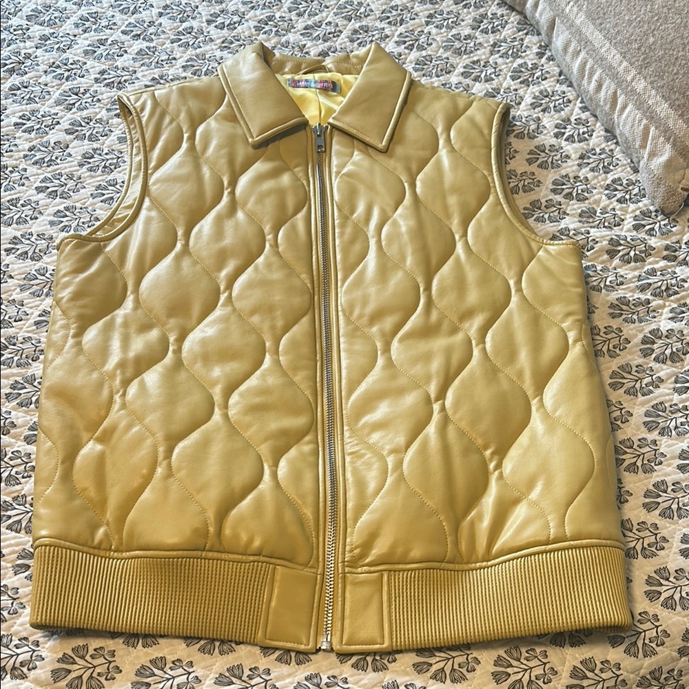 Yellow Quilted Leather Vest